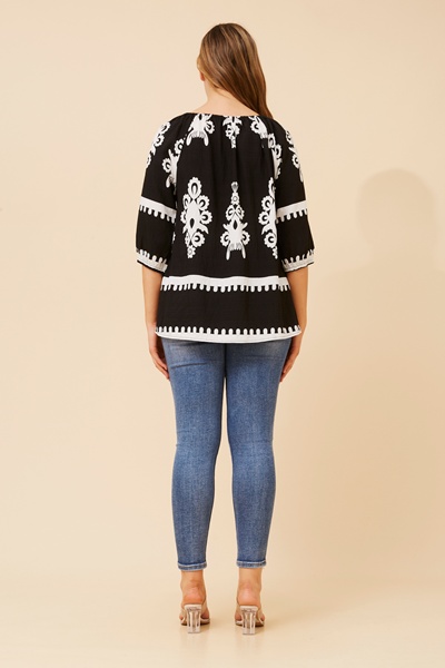 ANDREA BORDER PRINT TOP
