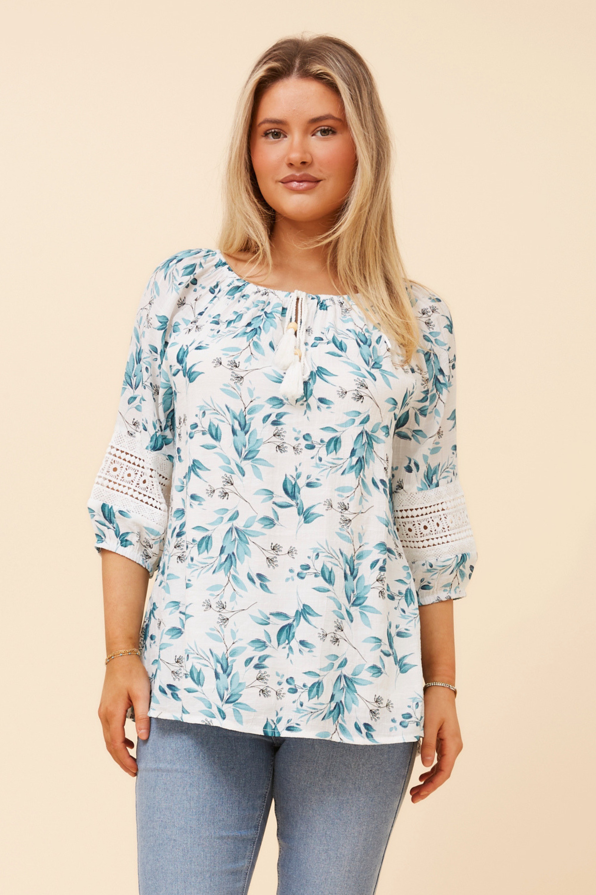 ANDREA LEAF PRINT TOP