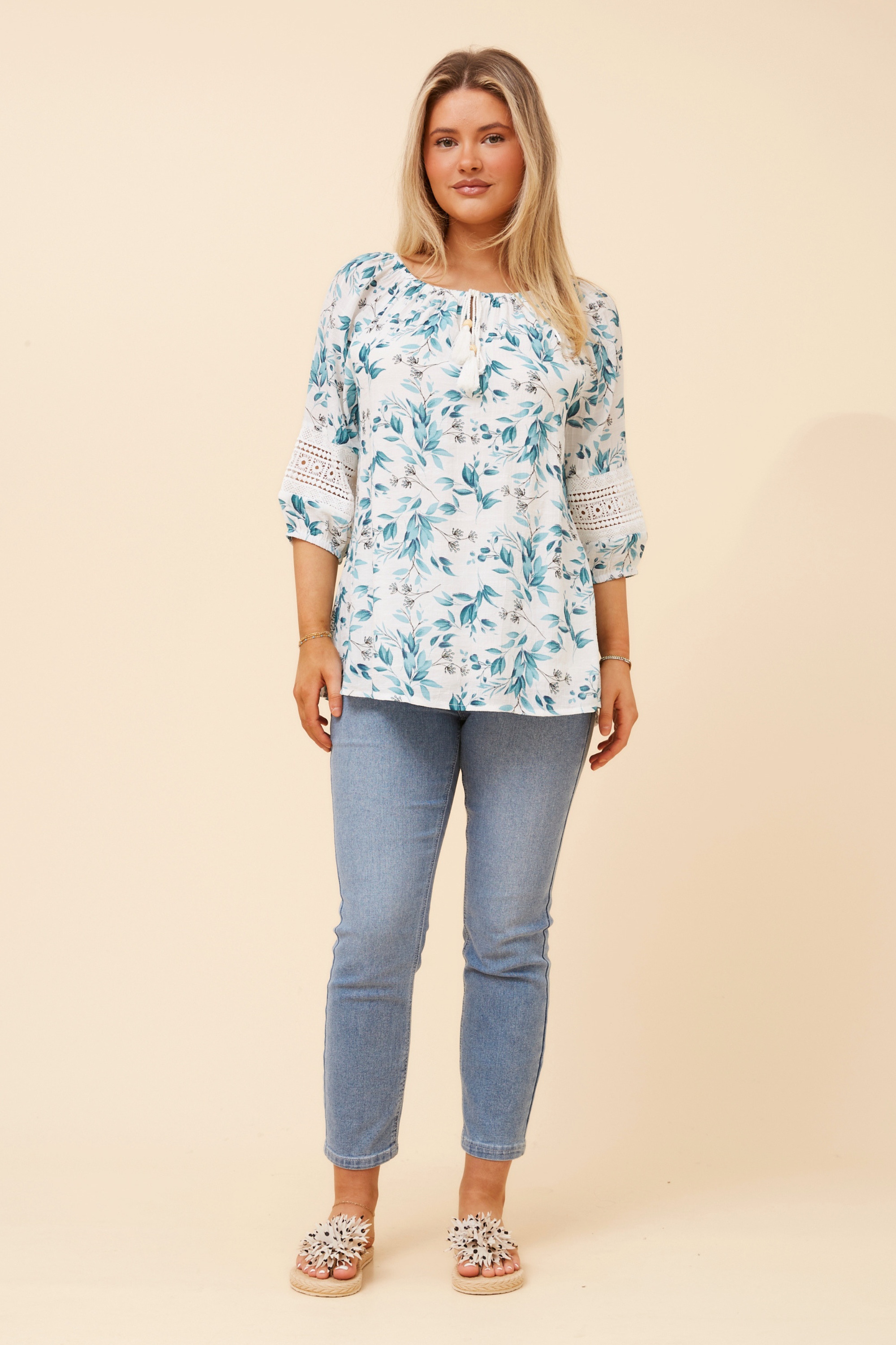 ANDREA LEAF PRINT TOP