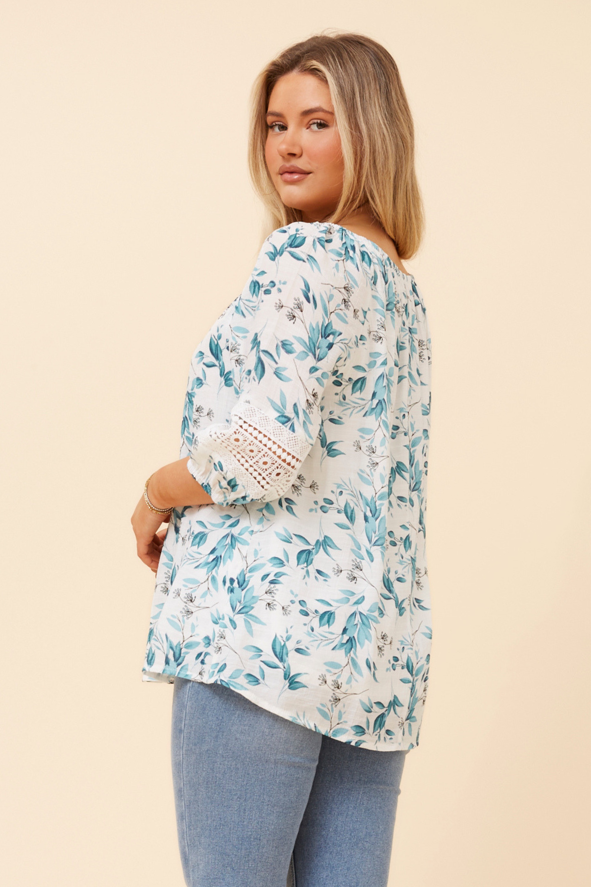 ANDREA LEAF PRINT TOP