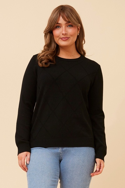 ANGIE DIAMOND PATTERN KNIT PULLOVER