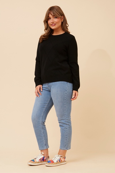ANGIE DIAMOND PATTERN KNIT PULLOVER