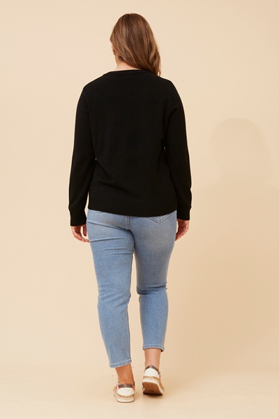 ANGIE DIAMOND PATTERN KNIT PULLOVER