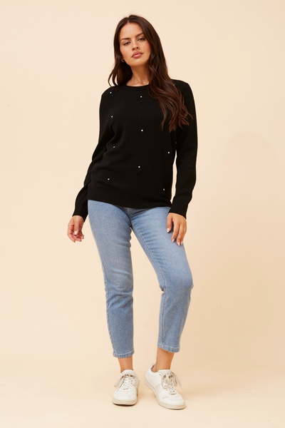 ANGIE EMBELLISHED KNIT PULLOVER