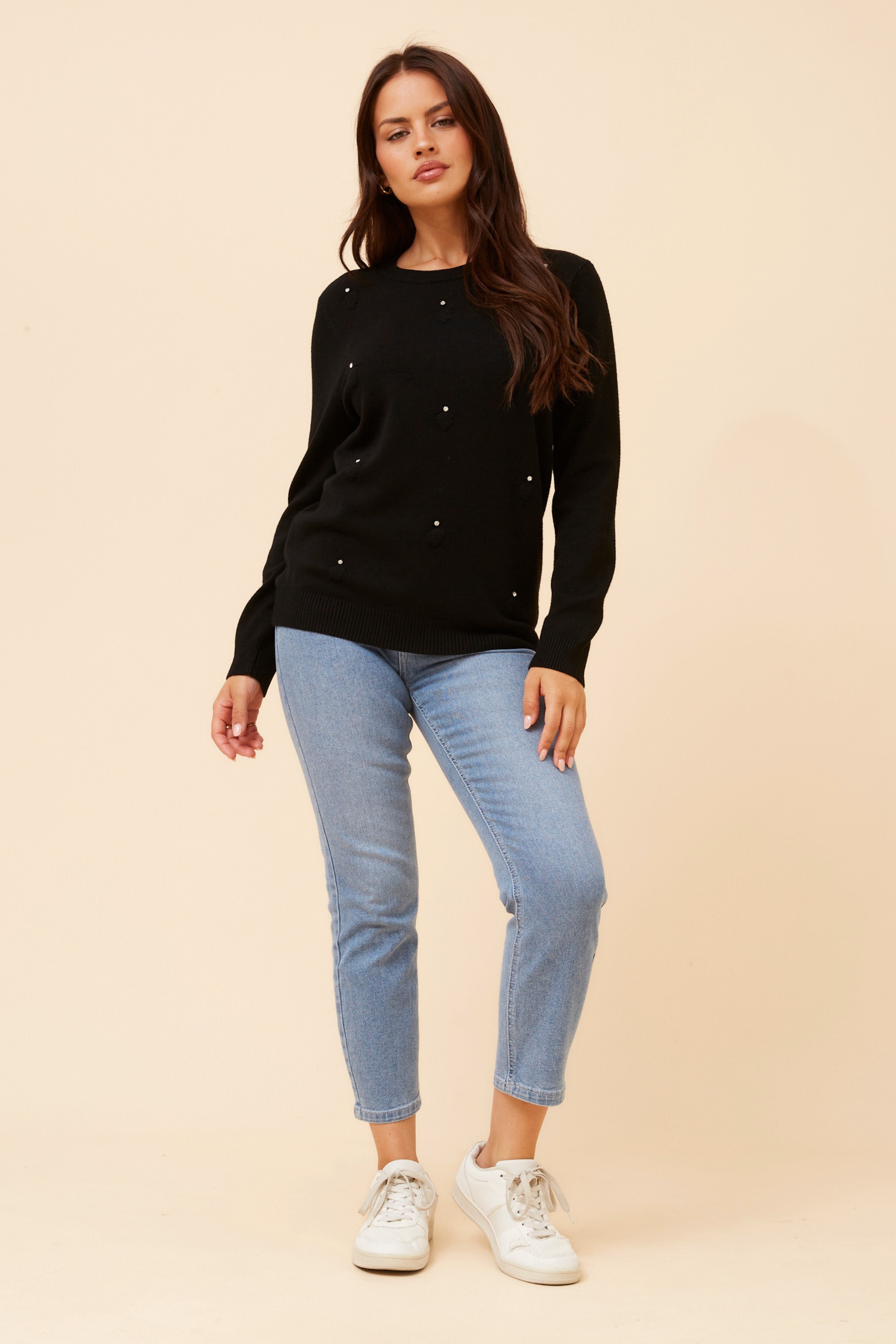 ANGIE EMBELLISHED KNIT PULLOVER