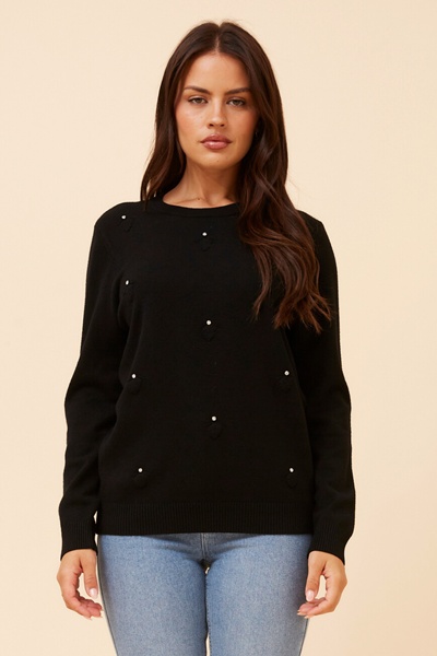 ANGIE EMBELLISHED KNIT PULLOVER