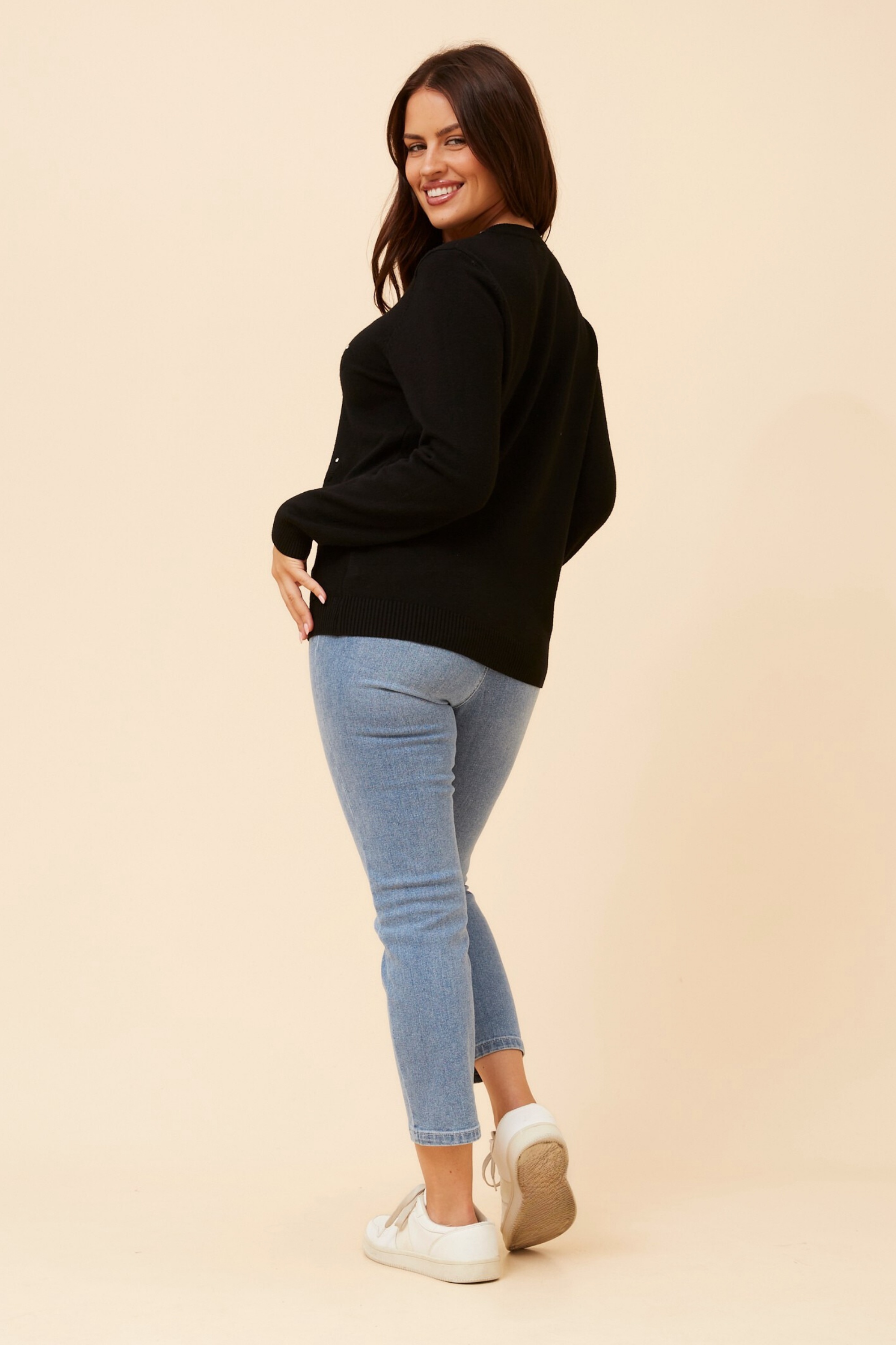 ANGIE EMBELLISHED KNIT PULLOVER