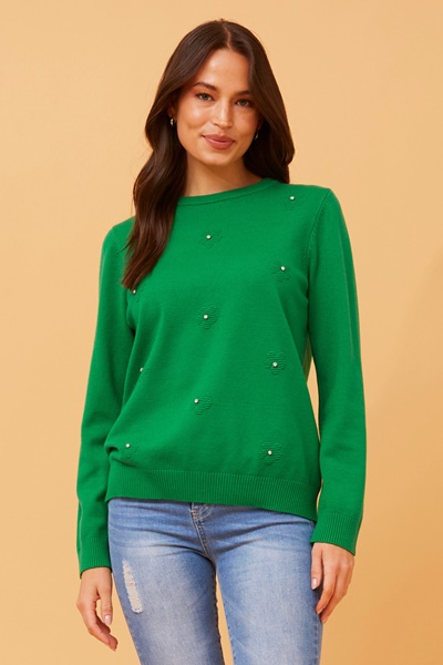 ANGIE FLOWER EMBELLISHED PULLOVER