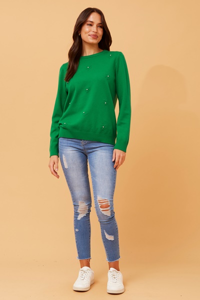 ANGIE FLOWER EMBELLISHED PULLOVER