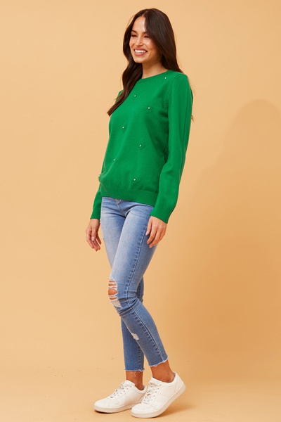 ANGIE FLOWER EMBELLISHED PULLOVER