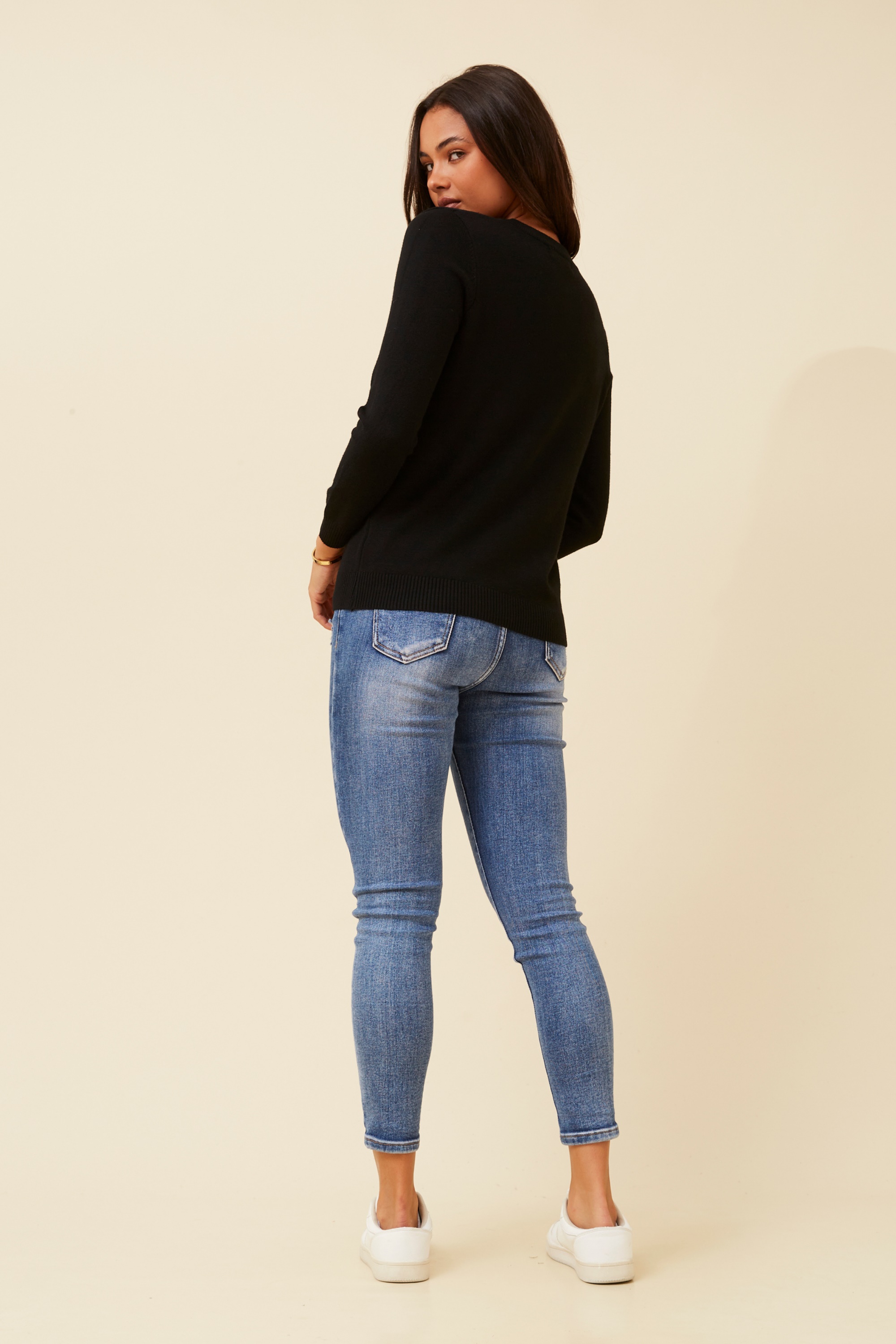 ANGIE FLOWER EMBELLISHED PULLOVER