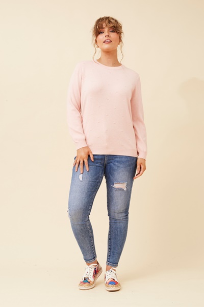ANGIE POLKA DOT KNIT PULLOVER