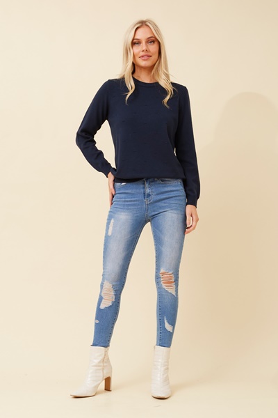 ANGIE POLKA DOT KNIT PULLOVER