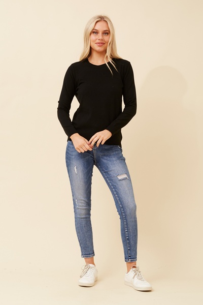 ANGIE SOLID KNIT PULLOVER