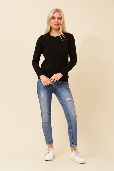 ANGIE SOLID KNIT PULLOVER