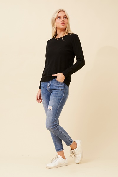 ANGIE SOLID KNIT PULLOVER