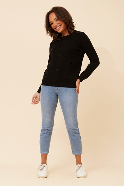 ANGIE STAR PATTERN KNIT PULLOVER
