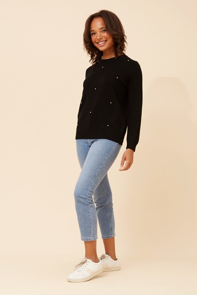 ANGIE STAR PATTERN KNIT PULLOVER