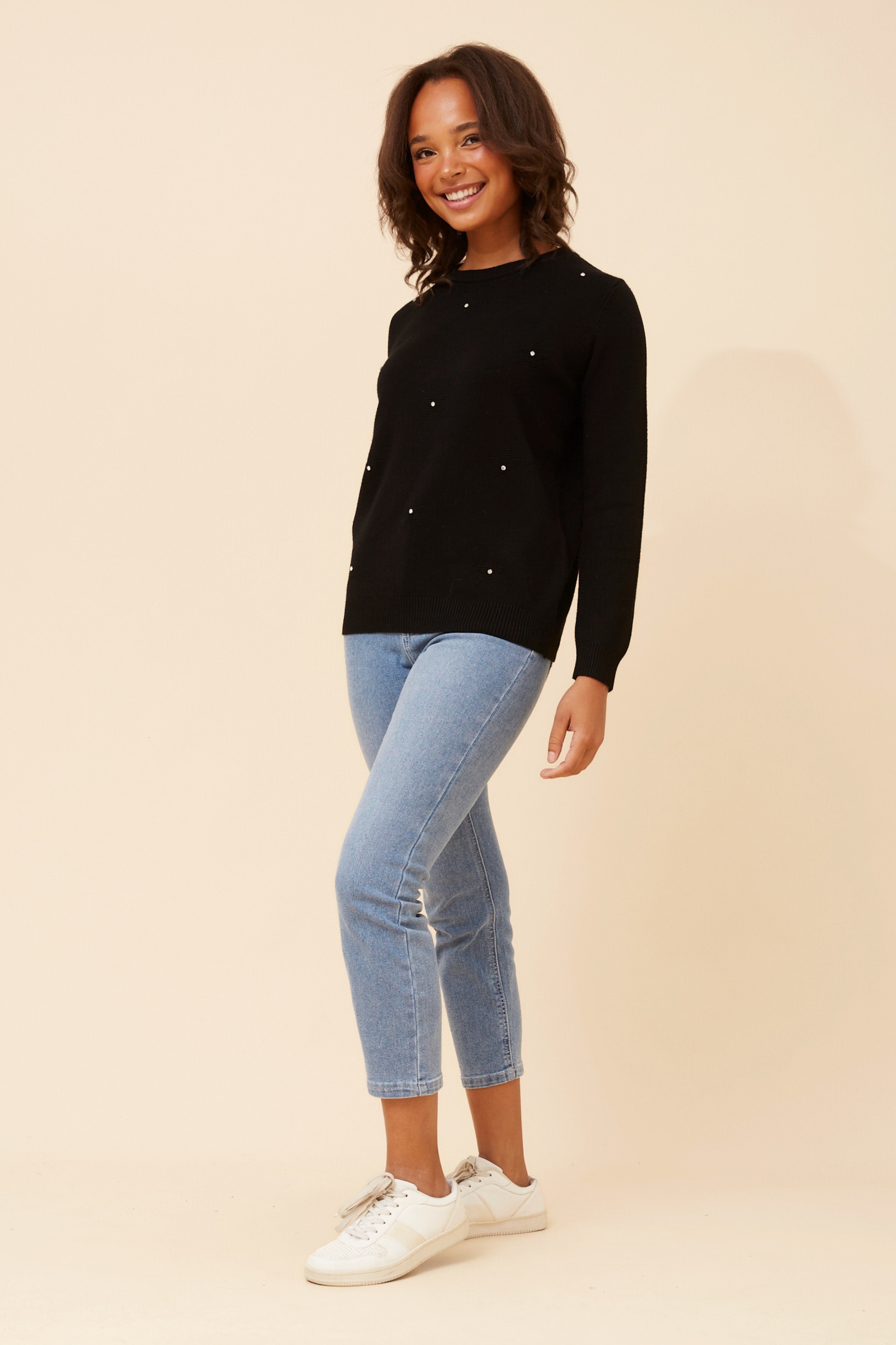 ANGIE STAR PATTERN KNIT PULLOVER