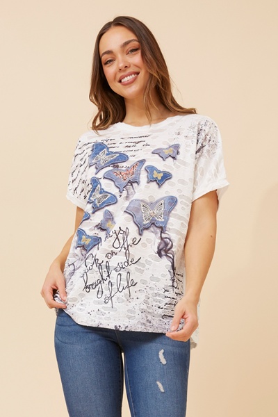 ANIANA BUTTERFLY PRINT TOP