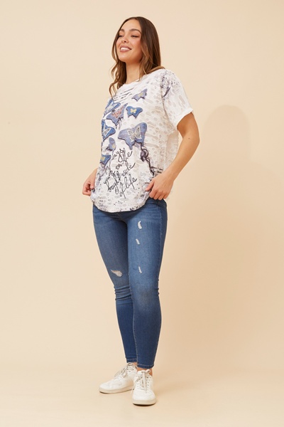 ANIANA BUTTERFLY PRINT TOP