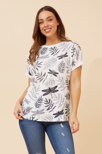 ANIANA LEAF PRINT TOP