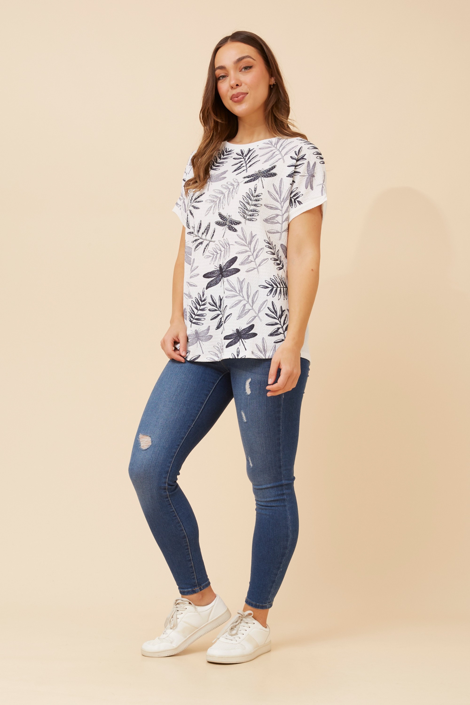 ANIANA LEAF PRINT TOP
