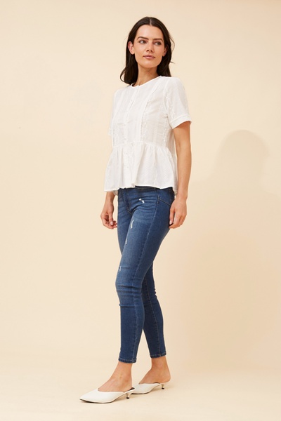 ANICA EMBROIDERED PEPLUM TOP