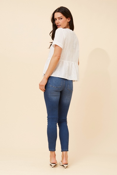 ANICA EMBROIDERED PEPLUM TOP
