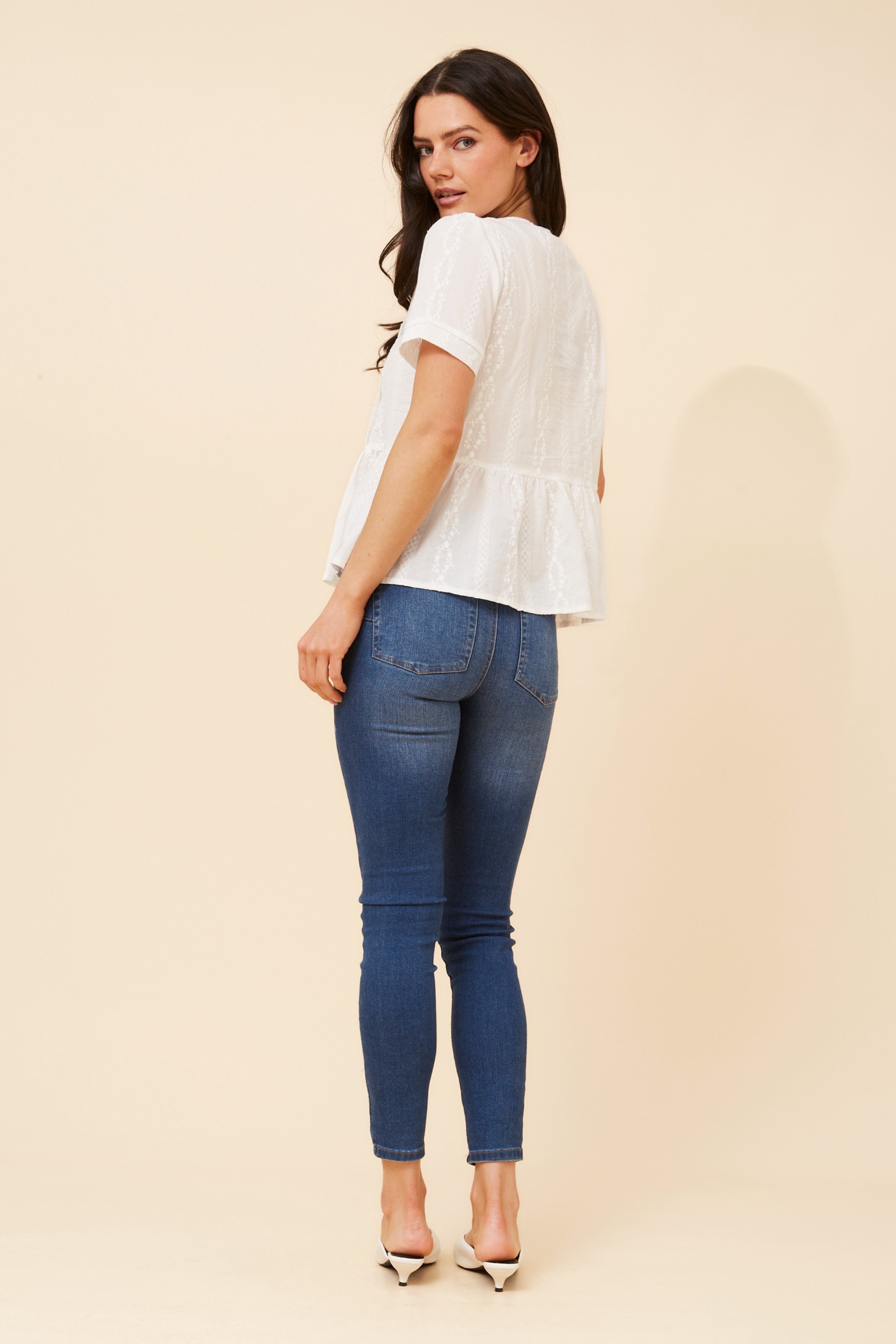ANICA EMBROIDERED PEPLUM TOP