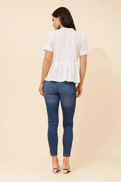 ANICA EMBROIDERED PEPLUM TOP