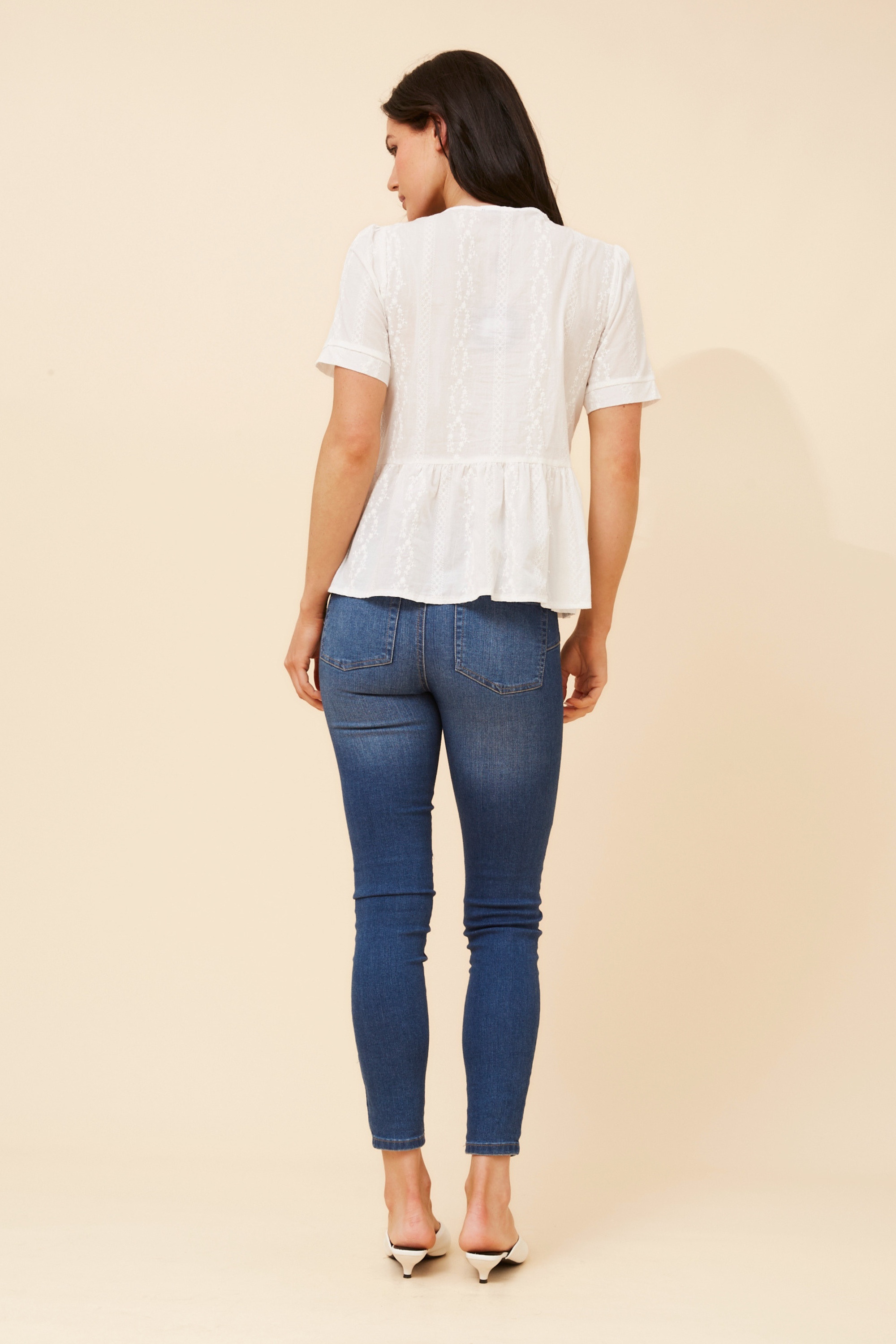 ANICA EMBROIDERED PEPLUM TOP