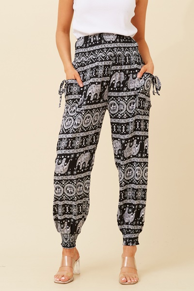 ANIMAL PRINT BOHO HAREM PANTS