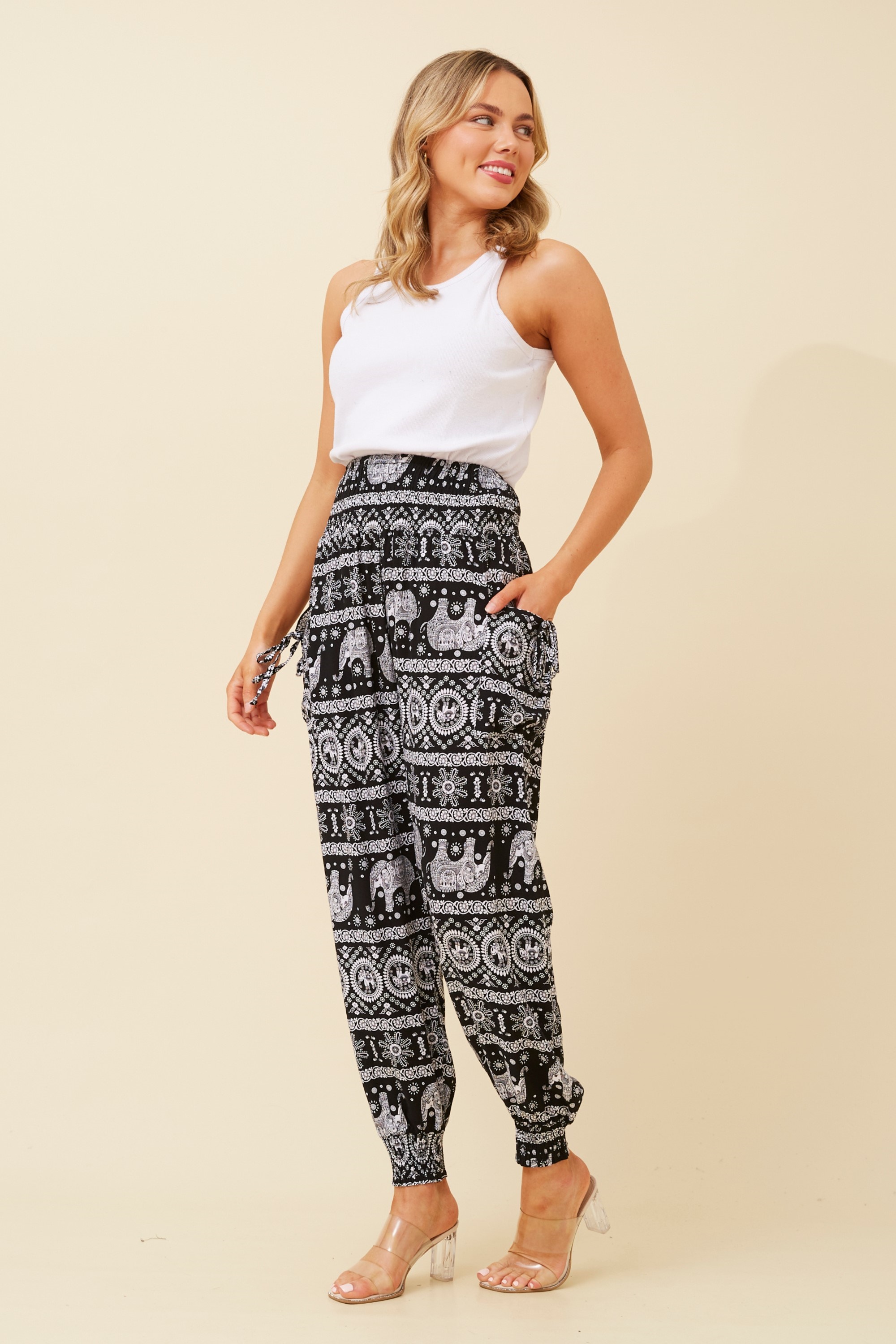 ANIMAL PRINT BOHO HAREM PANTS