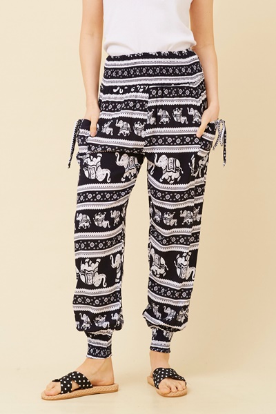 ANIMAL PRINT BOHO HAREM PANTS