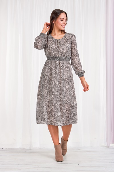 Animal print shirred waist dress