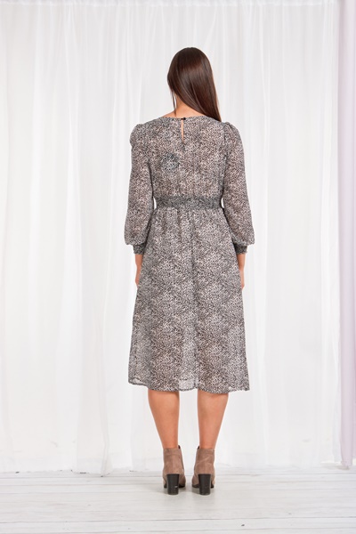 Animal print shirred waist dress