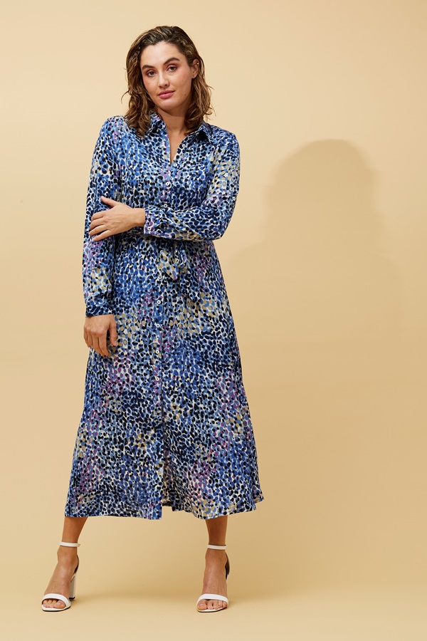long animal print shirt dress