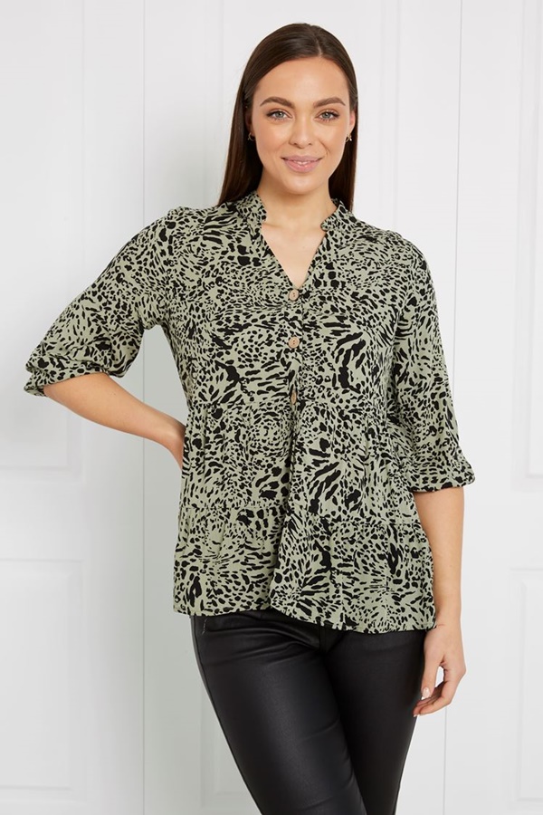 ANIMAL PRINT SMOCK SHIRT ANIMAL PRINT SMOCK SHIRT