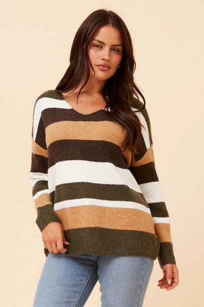 ANISE STRIPE PRINT KNIT PULLOVER