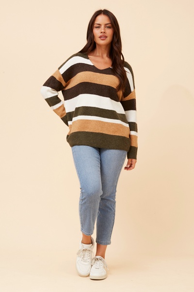 ANISE STRIPE PRINT KNIT PULLOVER