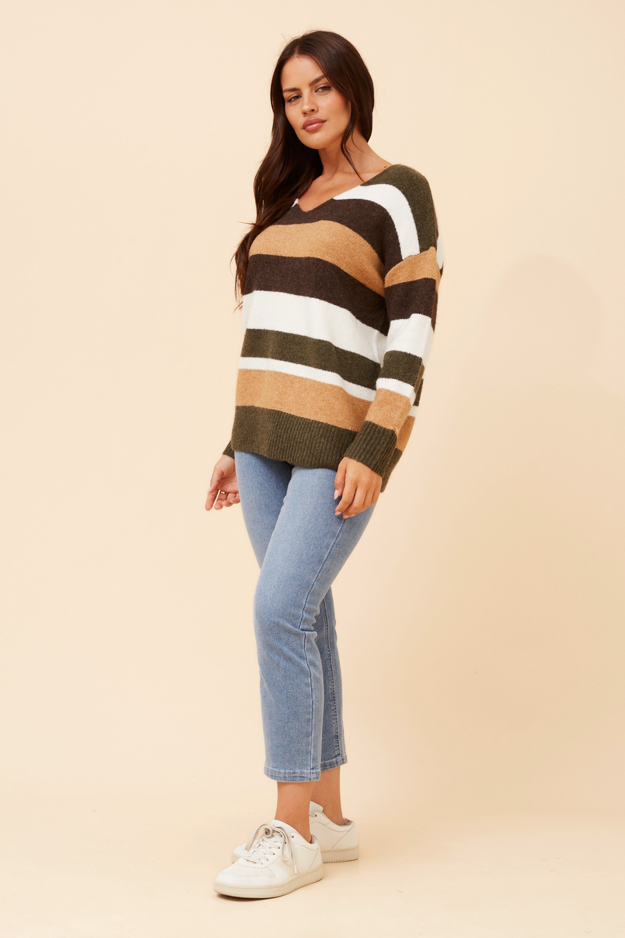 ANISE STRIPE PRINT KNIT PULLOVER