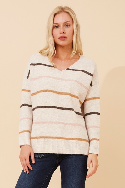ANISE STRIPE PRINT KNIT PULLOVER