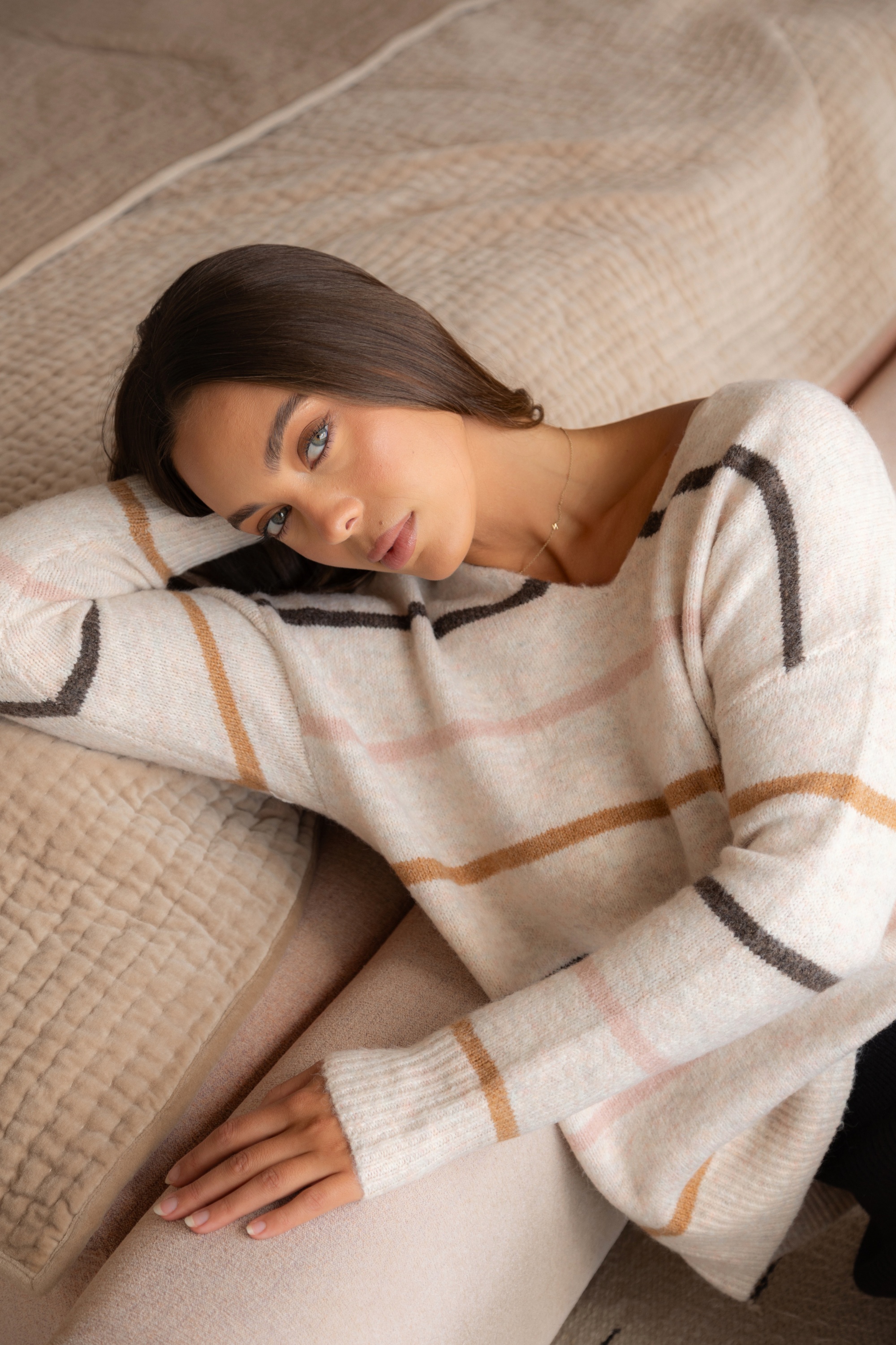 ANISE STRIPE PRINT KNIT PULLOVER