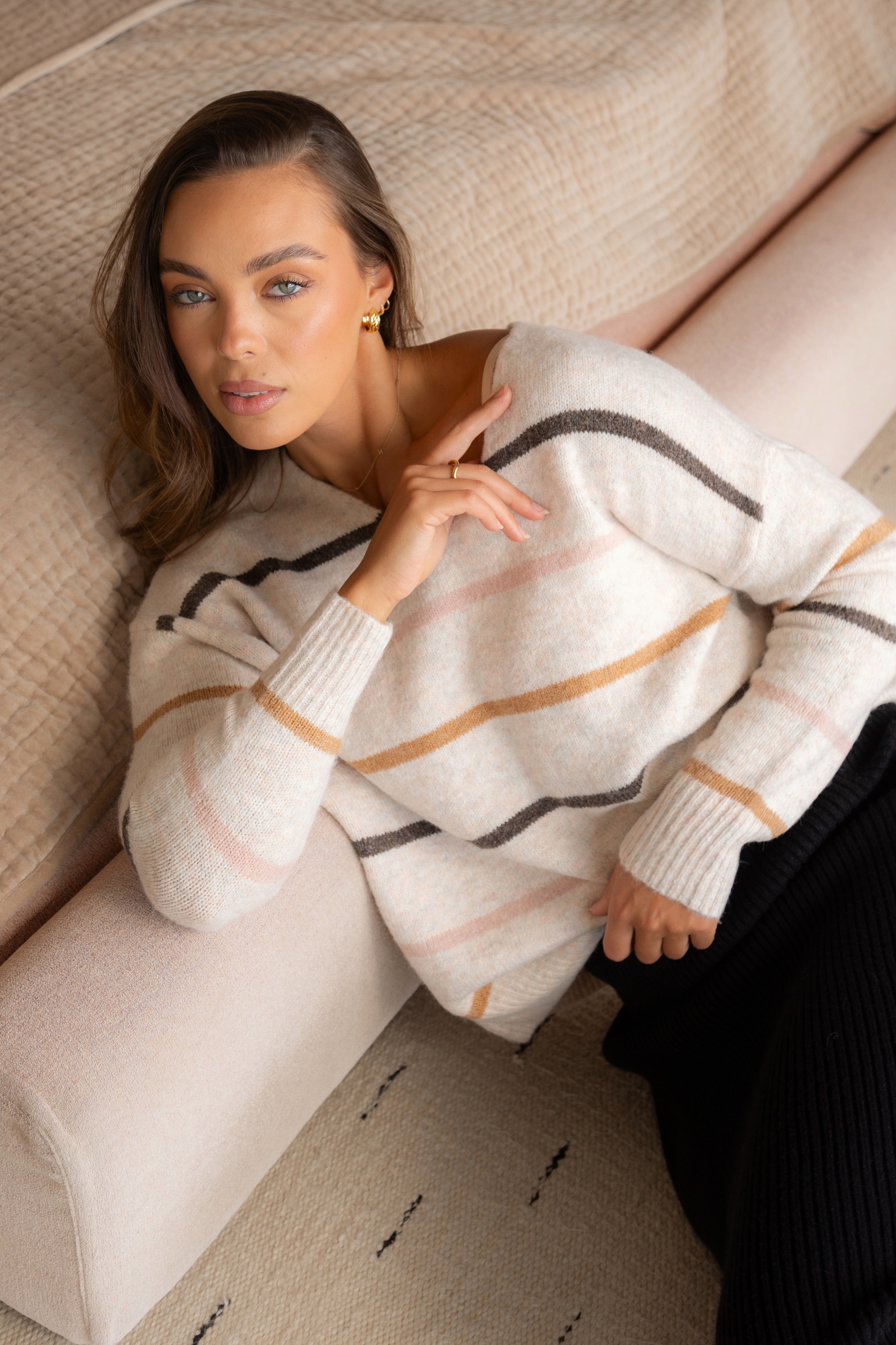 ANISE STRIPE PRINT KNIT PULLOVER