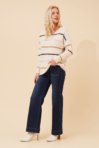 ANISE STRIPE PRINT KNIT PULLOVER