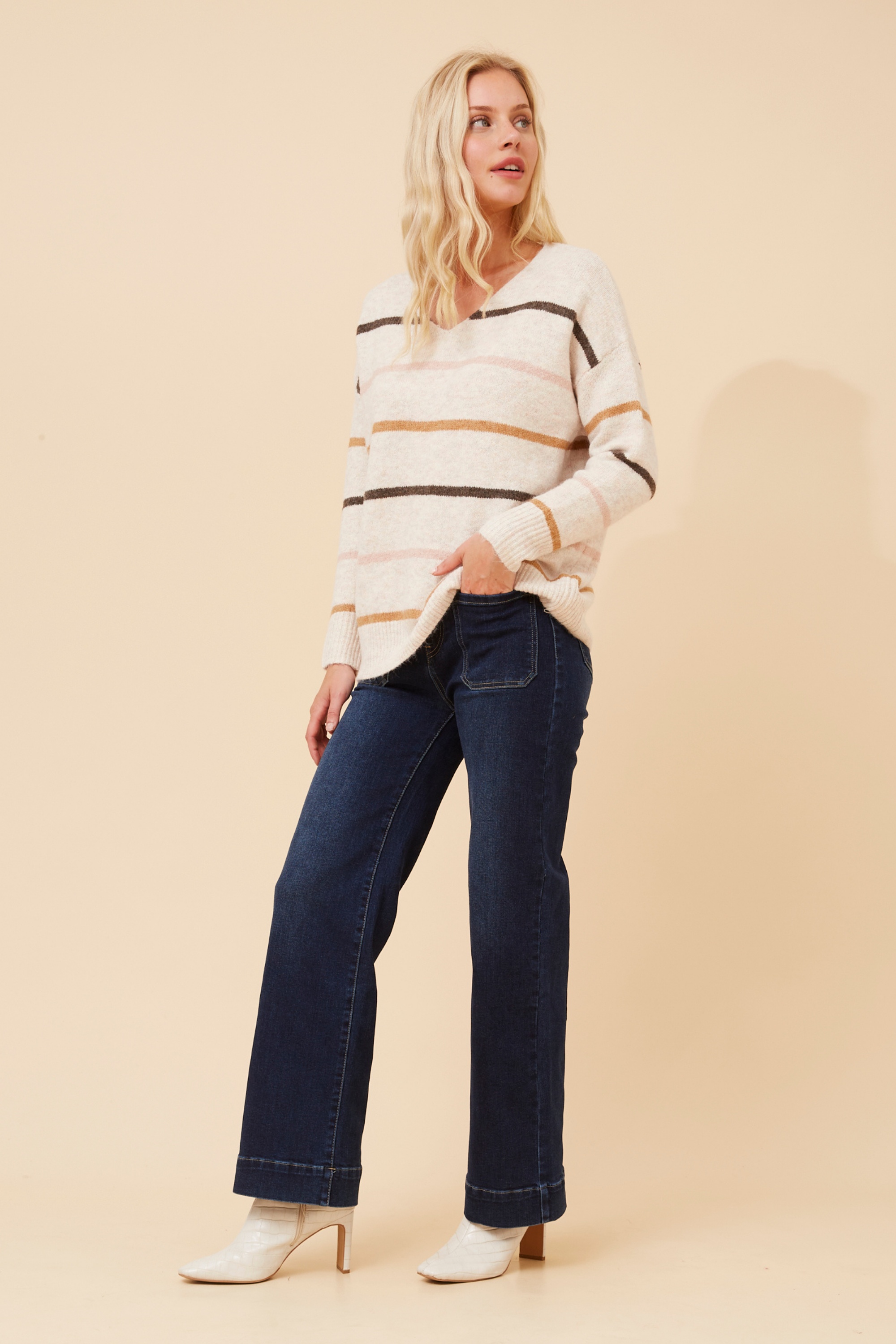 ANISE STRIPE PRINT KNIT PULLOVER