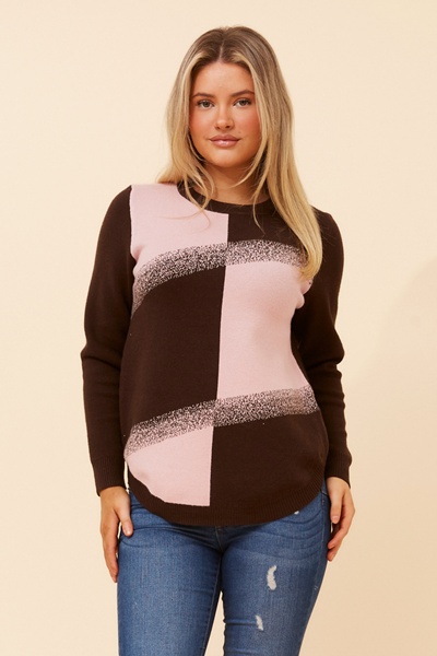 ANITA  COLOUR BLOCK KNIT PULLOVER