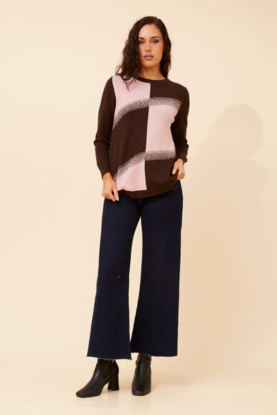ANITA  COLOUR BLOCK KNIT PULLOVER