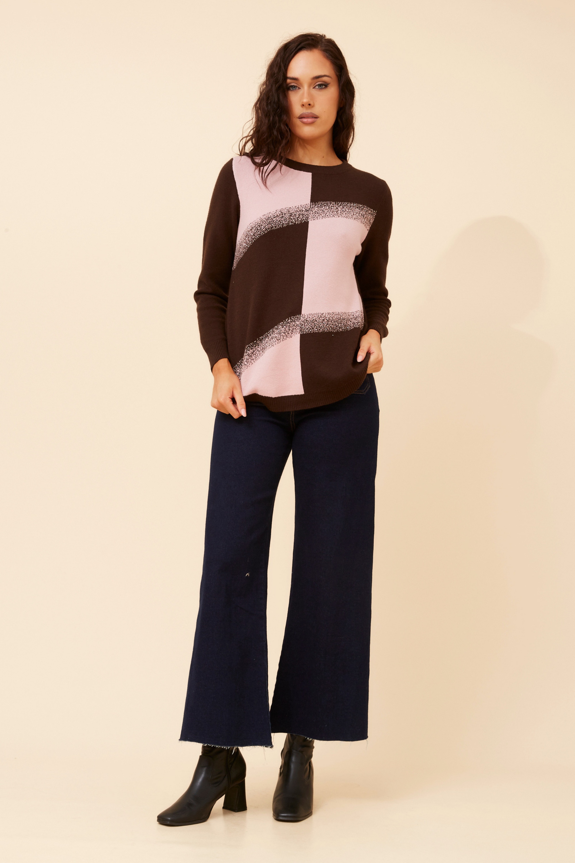 ANITA  COLOUR BLOCK KNIT PULLOVER